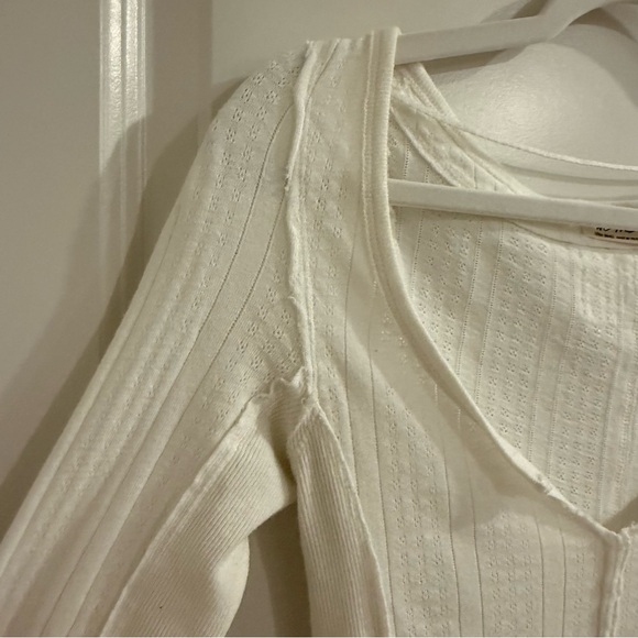 Free People-We The Free Cream Long Sleeve Pointelle Top-Eyes on You-Birch - Picture 7 of 12